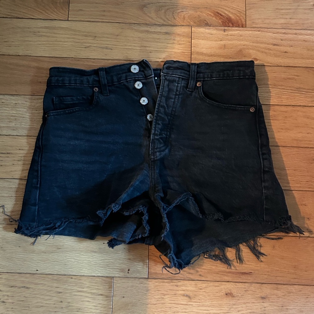 Black Frayed Hem Women's Denim Shorts